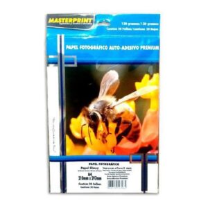 Papel Fotográfico A4 130g Adesivo Glossy Premium Masterprint 20 Folhas